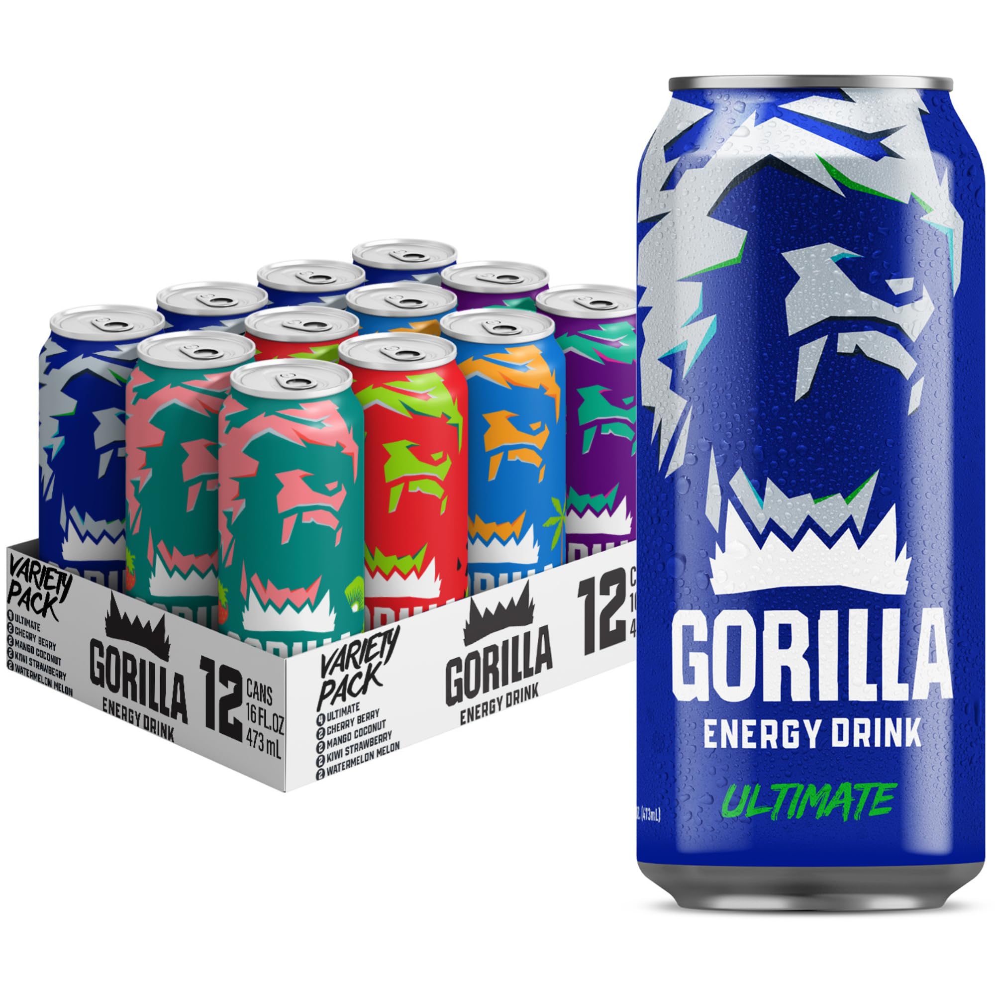 Amazon.com : Gorilla Energy Drink, Variety Pack, 200mg Natural